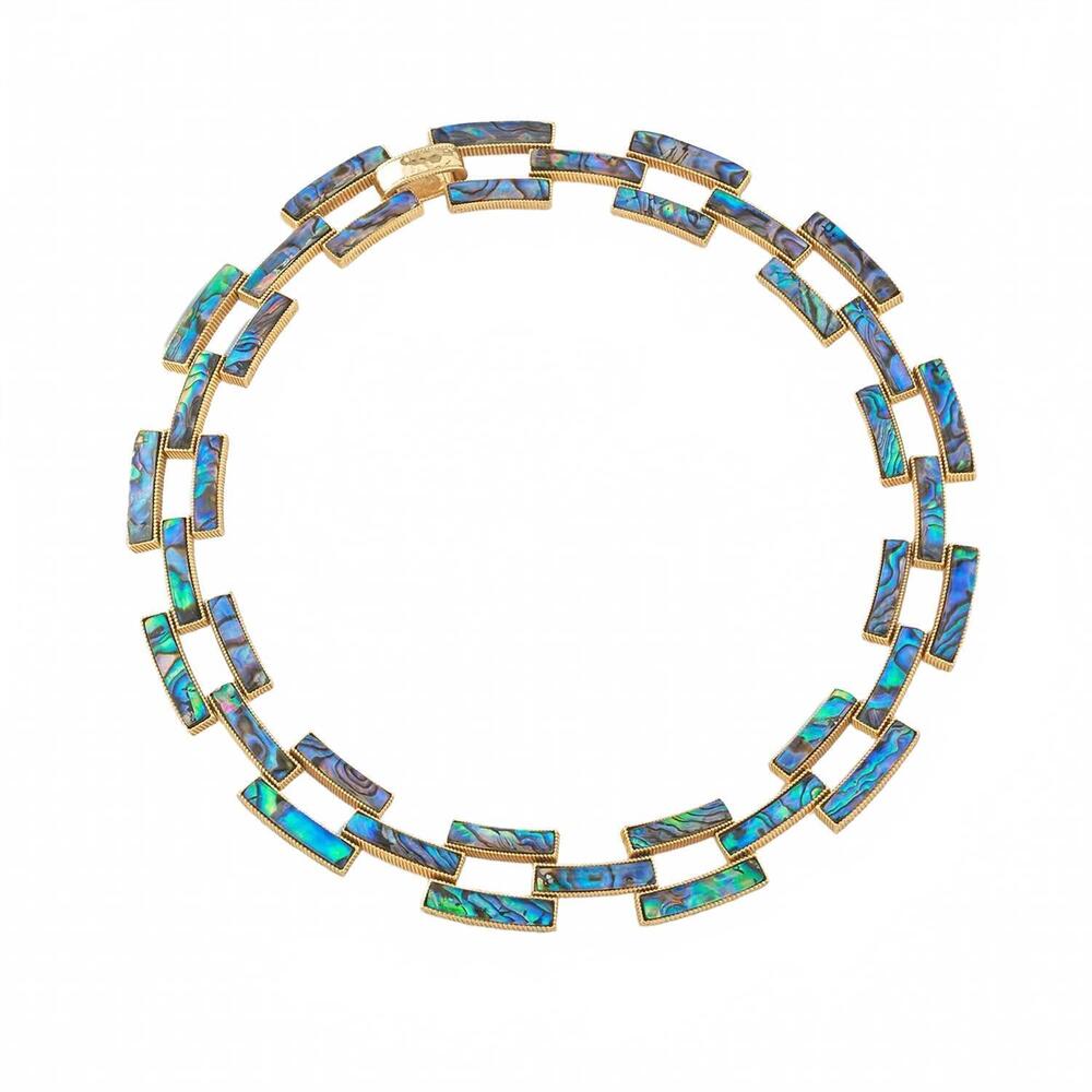 NEW CAPUCINE DE WULF women's pathway link necklace in abalone